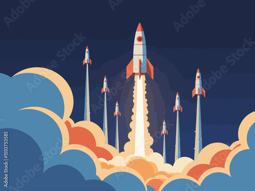  dozens of rockets launching and all going in different and crazy trajectories 
