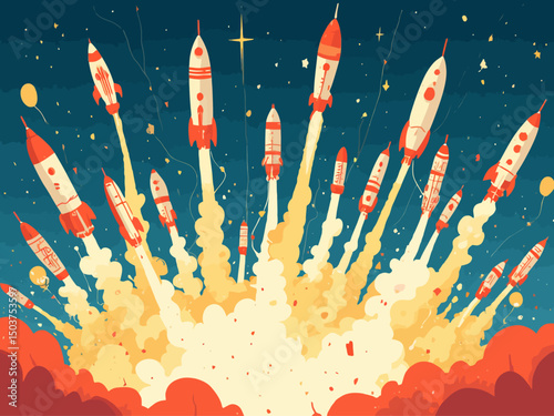  dozens of rockets launching and all going in different and crazy trajectories 
