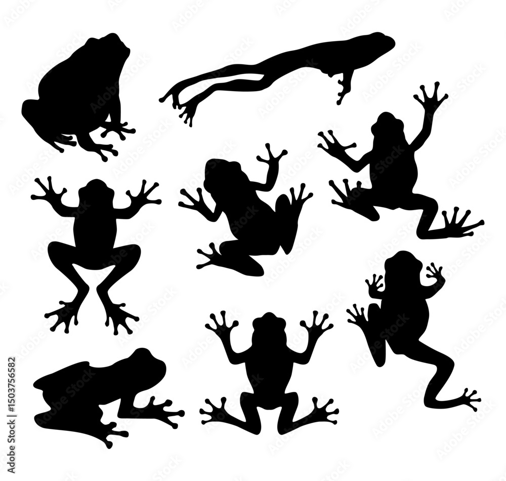 Fototapeta premium frog silhouettes collection set