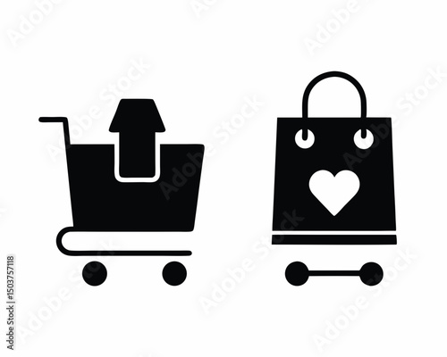add to cart icon vector silhouette illustration isolated on white background