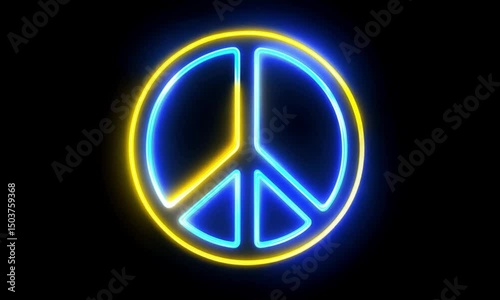 peace symbol on a black background. 