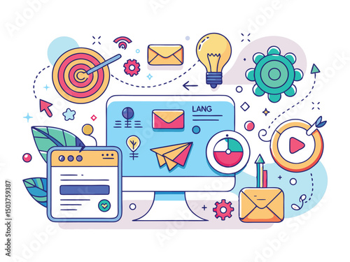 Digital marketing strategy concept isolated on white background
