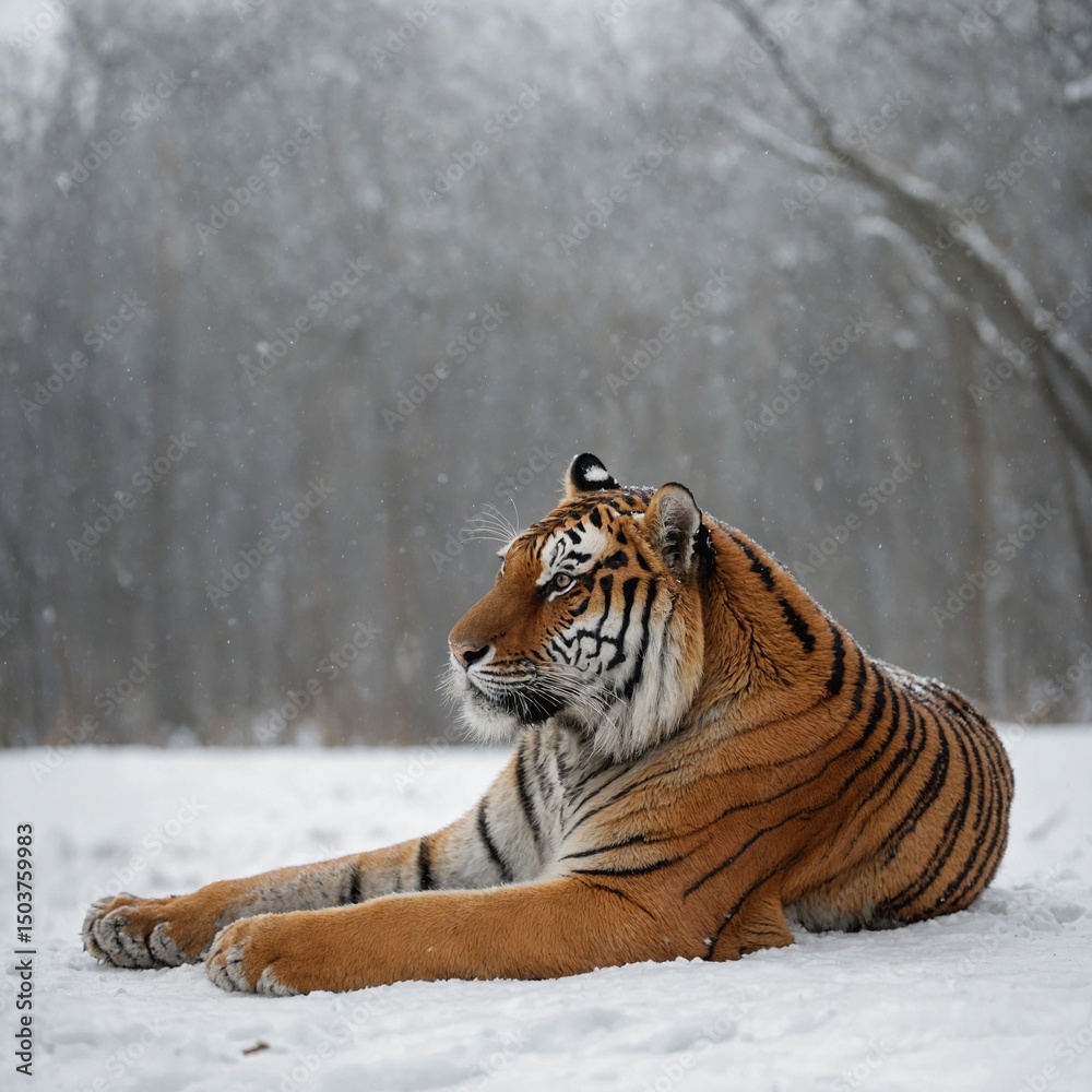 Obraz premium siberian tiger in snow