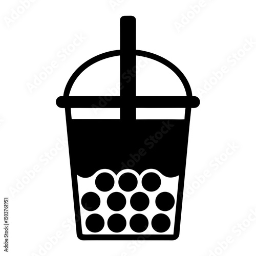 Bubble tea silhouette vector, Delicious boba tea beverage icon