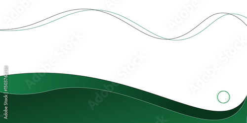 Abstract vector green wave silk or satin fabric on white background for grand opening ceremony or other occasion . Modern trendy design