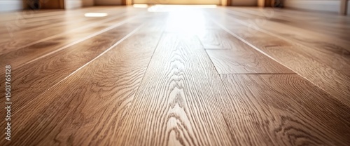 Natural light reflecting on a light brown wooden floor