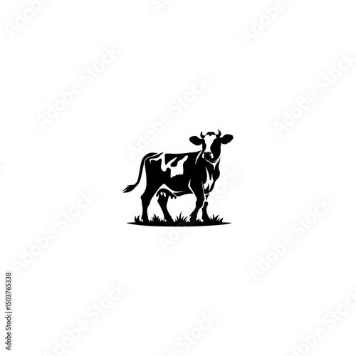 Black and white cow silhouette vector design  