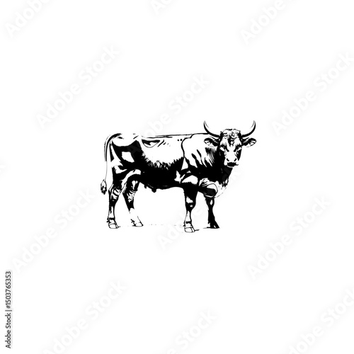 Black and white cow silhouette vector design  