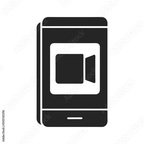 video call icon vector silhouette illustration isolated on white background