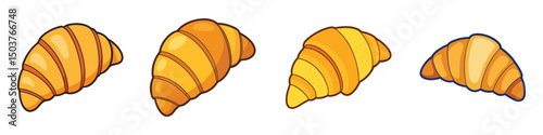Cartoon Croissant Set – Cute Flat Style Bakery Illustration