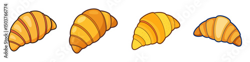Cartoon Croissant Set – Cute Flat Style Bakery Illustration