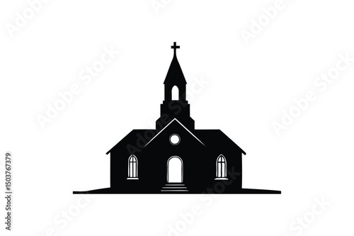 Church house icon silhouette