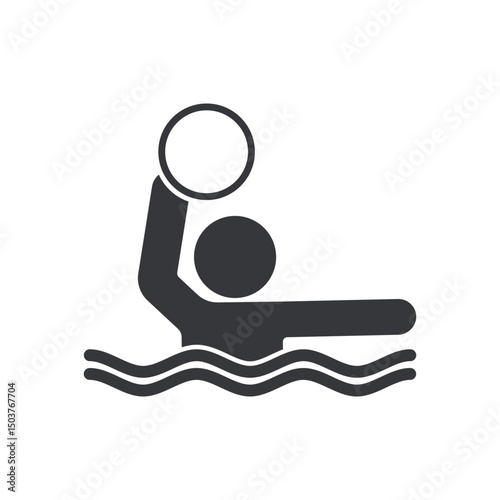 Isolated water polo pictogram playing ball on the beach, symbolizing water sport