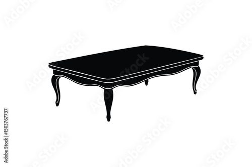 Coffee Table silhouette on white background