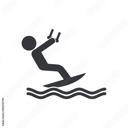 Isolated wind surfing pictogram over the sea, representing water sports symbol.