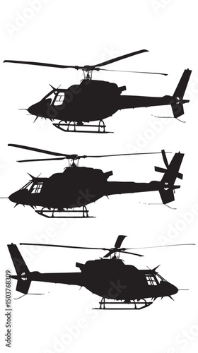 Helicopter Silhouettes isolated on white background