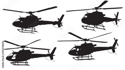 Helicopter Silhouettes isolated on white background