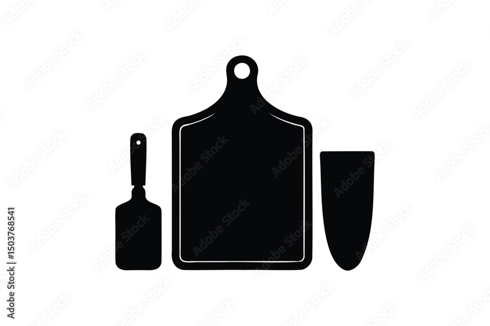 Obraz premium Cutting board kitchen silhouette on white background