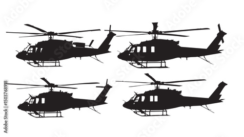 Helicopter Silhouettes isolated on white background
