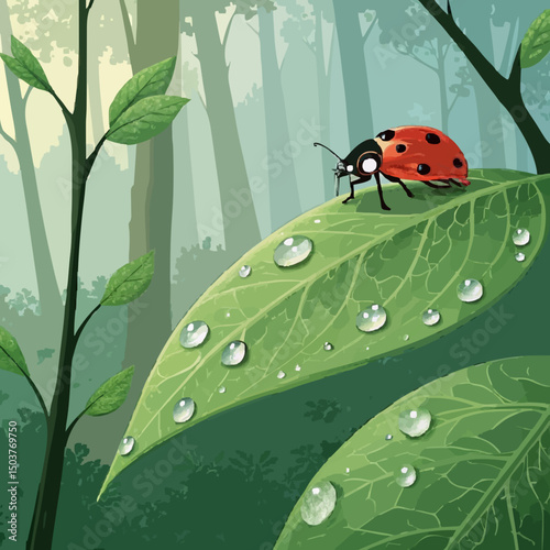 Ladybug on Giant Leaf 