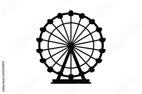 Ferris Wheel silhouette on white background