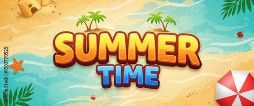 Editable “Summer Time” vector text effect, perfect for summer season events