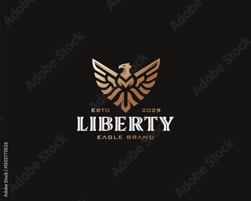 golden wing bird unique phoenix eagle logo template for business company