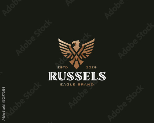 golden wing bird unique phoenix eagle logo template for business company