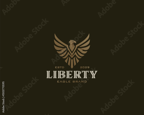 golden wing bird unique phoenix eagle logo template for business company