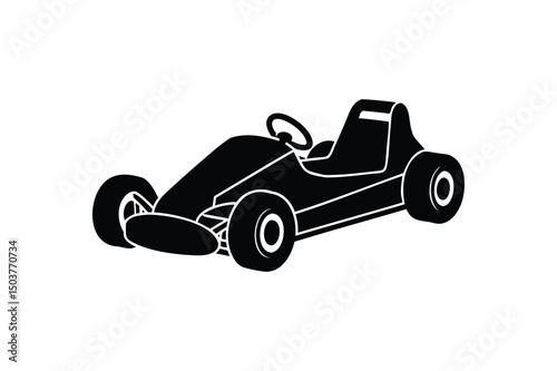 Go kart silhouette on white background