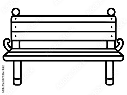Bench outline silhouette vector, Bench line art design, Bench vector illustration