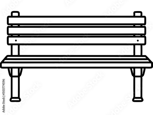 Bench outline silhouette vector, Bench line art design, Bench vector illustration
