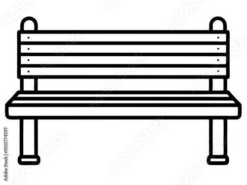 Bench outline silhouette vector, Bench line art design, Bench vector illustration