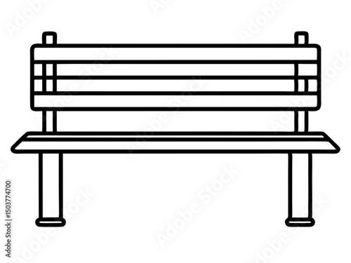 Bench outline silhouette vector, Bench line art design, Bench vector illustration