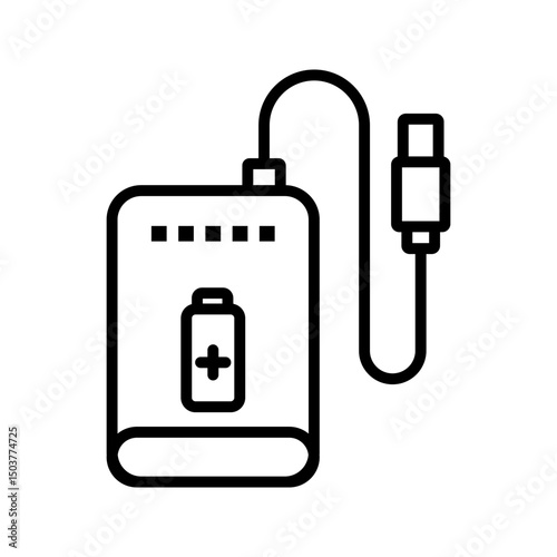 power bank icon from user interface collection. Thin linear power bank, power, bank outline icon isolated on white background. Line vector power bank sign, symbol for web and mobile