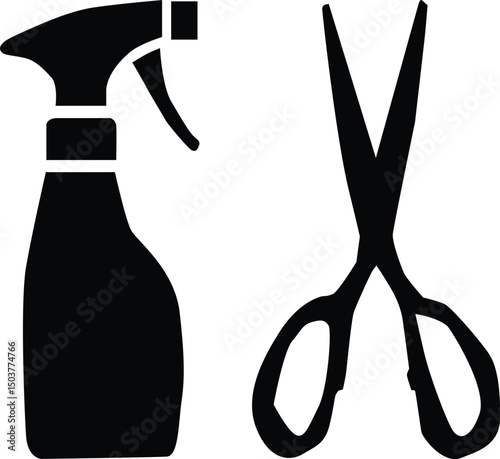 scissors and spray