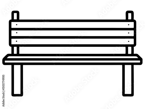 Bench outline silhouette vector, Bench line art design, Bench vector illustration
