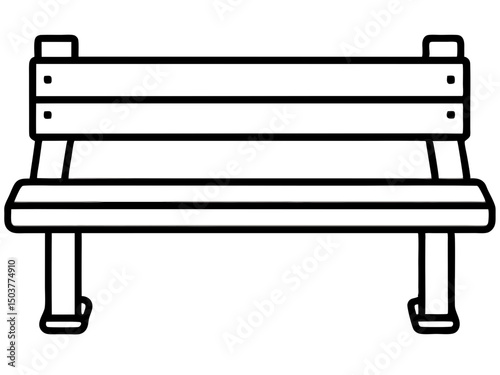 Bench outline silhouette vector, Bench line art design, Bench vector illustration