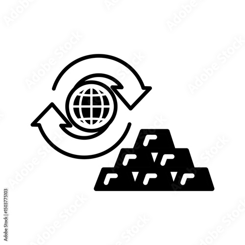 Global gold exchange icon. Line vector. Isolate on white background.