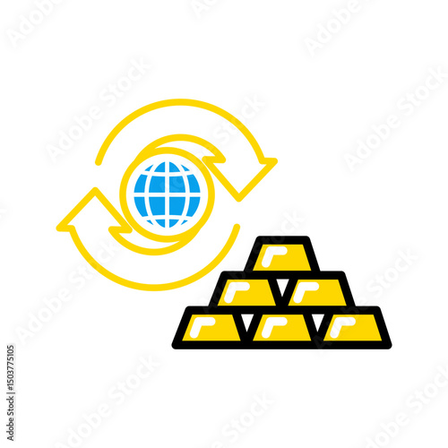 Global gold exchange icon. Line vector. Isolate on white background.
