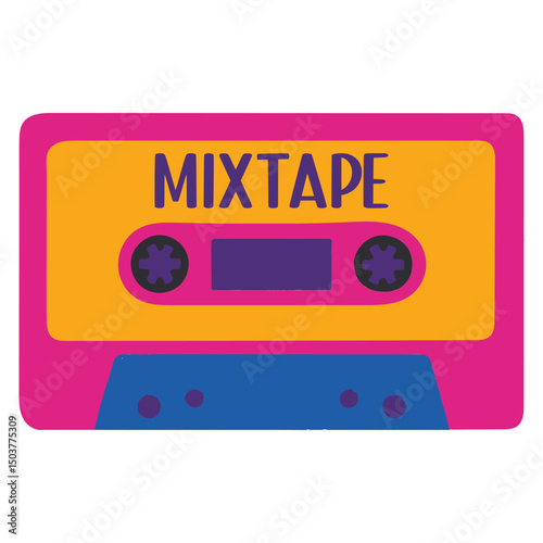 Mixtape, Mixtape 90s nostalgic illustration, nostalgic 1990s colorful clipart, 90s nostalgic design sublimation
