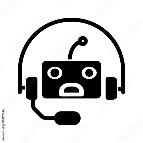 Bot support icon. Outline style. Isolate on white background.