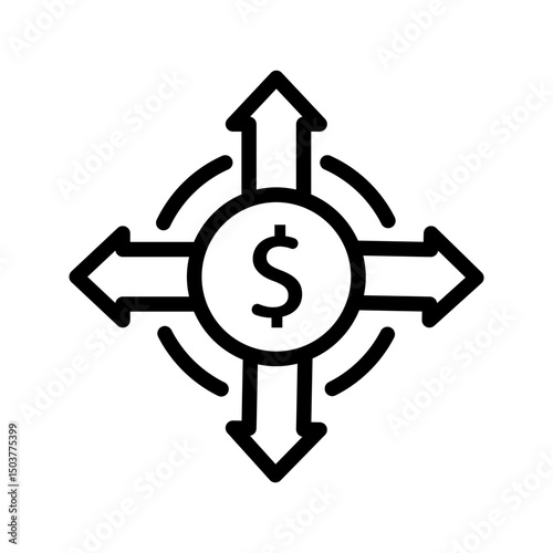 Financial diversification icon. Outline style. Isolated on white background.