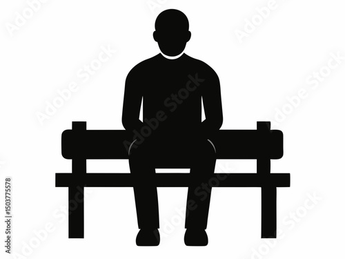 Man sitting on bench silhouette, Elderly people silhouette  sitting on a park bench vector illustration