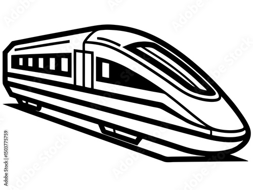 High Speed Train Schematic Drawing vector, Bullet train vector silhouette Black,Japanes bullet train icon clip art. vector illustration