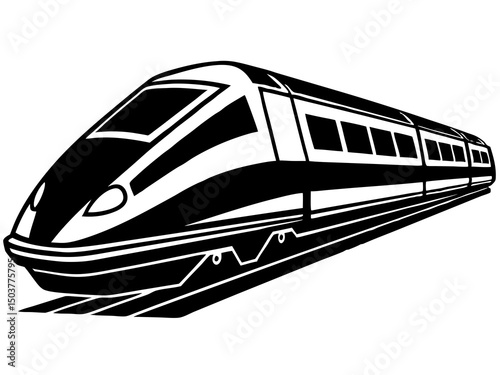 High Speed Train Schematic Drawing vector, Bullet train vector silhouette Black,Japanes bullet train icon clip art. vector illustration