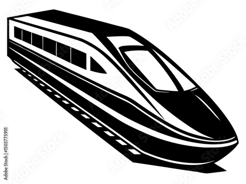 High Speed Train Schematic Drawing vector, Bullet train vector silhouette Black,Japanes bullet train icon clip art. vector illustration