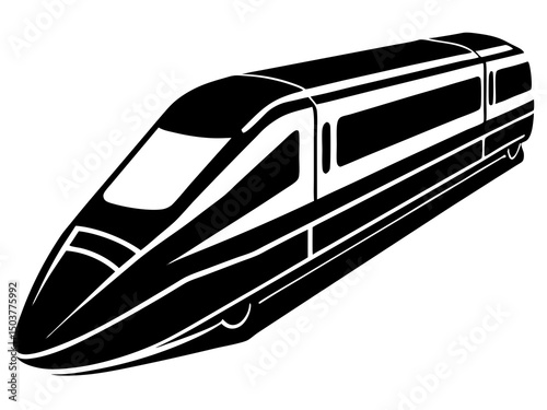 High Speed Train Schematic Drawing vector, Bullet train vector silhouette Black,Japanes bullet train icon clip art. vector illustration