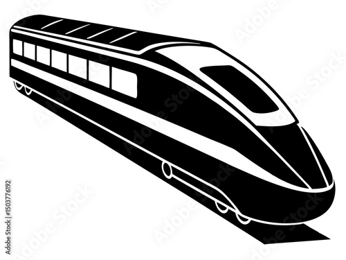 High Speed Train Schematic Drawing vector, Bullet train vector silhouette Black,Japanes bullet train icon clip art. vector illustration