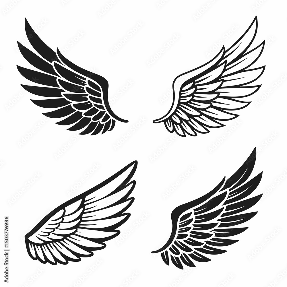 Obraz premium Four vintage style wing designs for logos